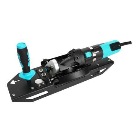 Système de coupe d'angle à 45° avec meuleuse d'angle filaire Système de coupe d'angle à 45° avec meuleuse d'angle filaire